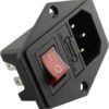 Black Red AC 250V 10A 3 Terminal Power Socket with Fuse Holder G25